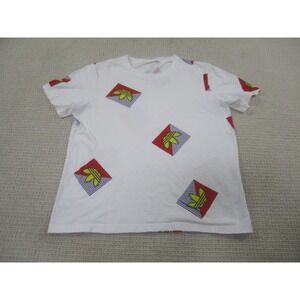 Adidas Shirt Mens Medium White Trefoil Logo‎ Crewneck Short Sleeve